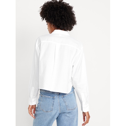 올드네이비 Button-Down Oxford Crop Shirt