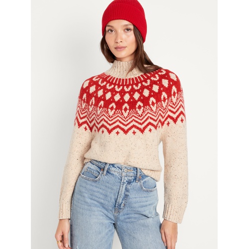 올드네이비 Mock-Neck Fair Isle Cropped Sweater