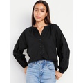 Split-Neck Button-Down Top