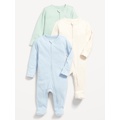 Unisex 3-Pack Sleep & Play 2-Way-Zip Footed One-Piece for Baby