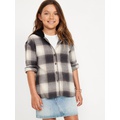 Long-Sleeve Hooded Flannel Shirt for Girls