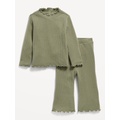 Plush Ribbed Long-Sleeve Top and Flare Pants Set for Baby Hot Deal