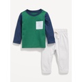 Long-Sleeve Pocket T-Shirt and Pants Set for Baby Hot Deal