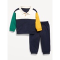 Long-Sleeve Jersey Knit Polo Shirt and Joggers Set for Baby