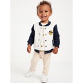 Button-Front Embroidered Patch Bomber Jacket for Baby