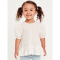 Short-Sleeve Textured Ruffle-Hem Top for Toddler Girls