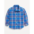 Cozy Long-Sleeve Plaid Pocket Shirt for Toddler Boys