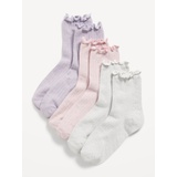 Ruffle-Cuff Quarter-Crew Socks 3-Pack for Girls