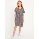 Loose Short-Sleeve Crepe Dress for Girls