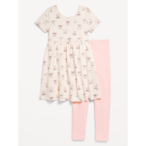 올드네이비 Short-Sleeve Fit and Flare Dress and Leggings Set for Girls