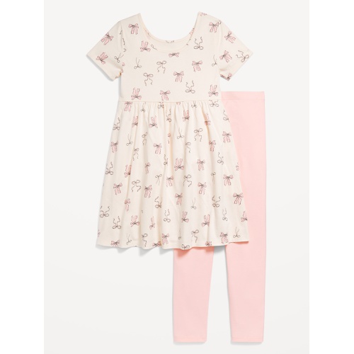 올드네이비 Short-Sleeve Fit and Flare Dress and Leggings Set for Girls