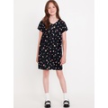 Loose Short-Sleeve Crepe Dress for Girls