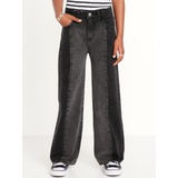 High-Waisted Baggy Two-Tone Wide-Leg Jeans for Girls