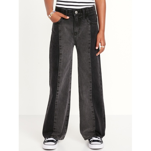 올드네이비 High-Waisted Baggy Two-Tone Wide-Leg Jeans for Girls