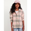 Long-Sleeve Hooded Flannel Shirt for Girls