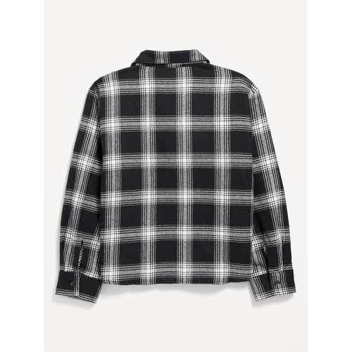 올드네이비 Cropped Long-Sleeve Plaid Pocket Flannel Shirt for Girls