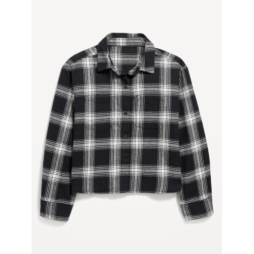 올드네이비 Cropped Long-Sleeve Plaid Pocket Flannel Shirt for Girls