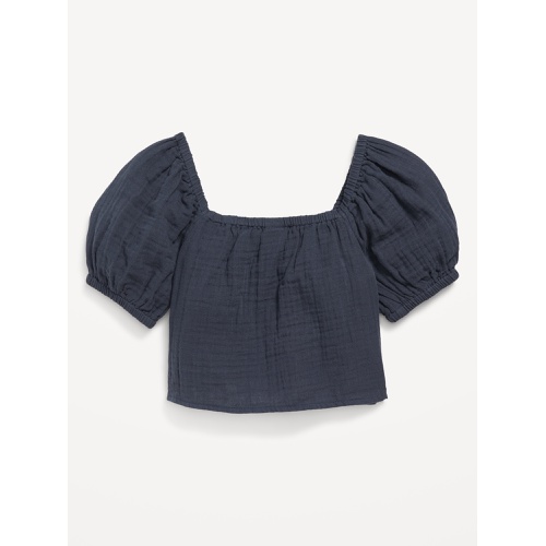 올드네이비 Puff-Sleeve Double-Weave Tie-Knot Top for Girls