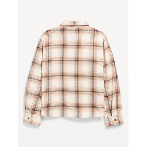 올드네이비 Cropped Long-Sleeve Plaid Pocket Flannel Shirt for Girls