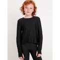 Long-Sleeve Curved-Hem Performance Top for Girls