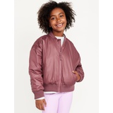 Water-Resistant Zip-Front Bomber Jacket for Girls