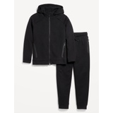 Dynamic Fleece Zip-Front Hoodie and Joggers Set for Boys