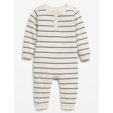 Printed Long-Sleeve Thermal-Knit Henley One-Piece for Baby