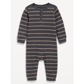 Printed Long-Sleeve Thermal-Knit Henley One-Piece for Baby