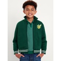 Zip-Front Embroidered Patch Bomber Jacket for Boys