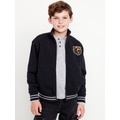 Zip-Front Embroidered Patch Bomber Jacket for Boys