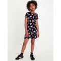 Printed Short-Sleeve Ribbed Dress for Girls