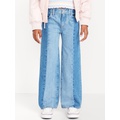 High-Waisted Two-Tone Baggy Wide-Leg Jeans for Girls