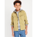 Long-Sleeve Hooded Utility Twill Shirt for Boys