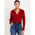 Ribbed Crop Polo Sweater