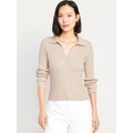 Ribbed Crop Polo Sweater