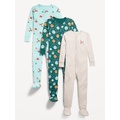 Snug-Fit 2-Way-Zip Pajama One-Piece 3-Pack for Toddler & Baby