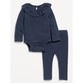 Ruffled Pointelle-Knit Bodysuit and Pants Set for Baby