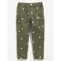 High-Waisted Embroidered Cargo Balloon Pants for Toddler Girls