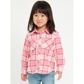 Long-Sleeve Plaid Pocket Shirt for Toddler Girls