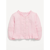 Long-Sleeve Ruffle-Trim Double-Weave Top for Toddler Girls Hot Deal