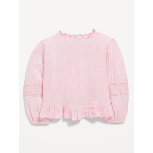 올드네이비 Long-Sleeve Ruffle-Trim Double-Weave Top for Toddler Girls