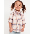 Long-Sleeve Plaid Pocket Shirt for Toddler Girls