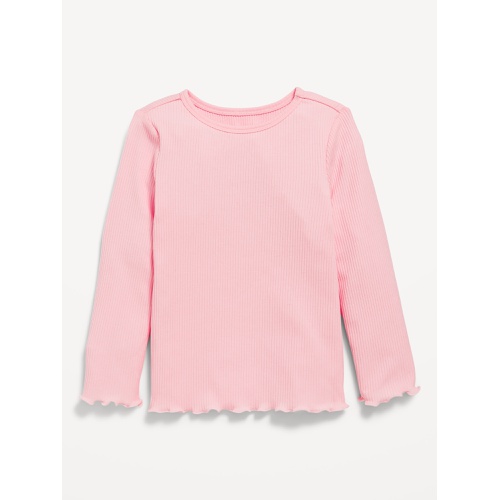 올드네이비 Long-Sleeve Lettuce-Edge Ribbed T-Shirt for Toddler Girls