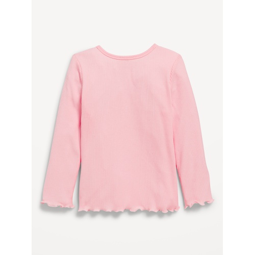 올드네이비 Long-Sleeve Lettuce-Edge Ribbed T-Shirt for Toddler Girls