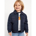 Quilted Button-Front Utility Jacket for Toddler Boys