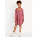 Long-Sleeve Square-Neck Fit and Flare Dress for Girls