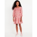 Long-Sleeve Double-Weave Fit and Flare Dress for Girls