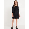 Long-Sleeve Double-Weave Fit and Flare Dress for Girls