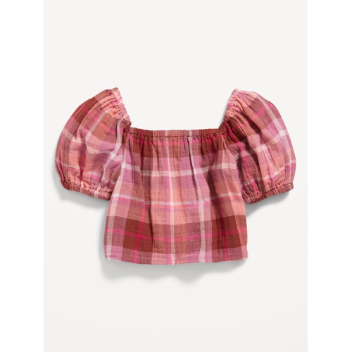 올드네이비 Puff-Sleeve Double-Weave Tie-Knot Top for Girls