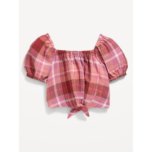 올드네이비 Puff-Sleeve Double-Weave Tie-Knot Top for Girls